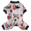 Christmas pet dog four-leg fleece jumpsuit cute puppy holiday printed warm winter clothing apparel - SDZ114 Christmas Gift Apricot