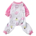 Detailansicht eines rosa-weißen Hundepyjamas mit süßem Elefanten- und Löwenprint - XS / Elefanten-Stil (SY56)