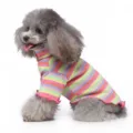 Colorful striped dog turtleneck sweater, casual pet clothes for small dogs spring autumn. - XL / Pink Stripes