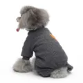 Grey fleece dog pyjamas detail view, four-leg pet onesie for autumn winter indoor wear comfy - XS / Gray