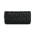 Schwarze gesteppte lange Geldbörse für Damen mit elegantem V-Nähmuster - Langer Stil / 19x9,5x3cm / Schwarz