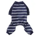 Detailansicht des dunkelblau gestreiften Haustier-Schlafanzugs für kleine Hunde - XS / Farbblock Gestreifter Vierbeiniger Pyjama (SY61) / SY61 Blau Gestreift