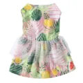 Gros plan détaillé d'une robe d'été respirante pour animal avec motifs de fruits et tulle. - XS / Rose