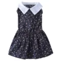 Floral pet dress detail, white lapel collar, breathable summer cat dog apparel. - XS / Sapphire Blue