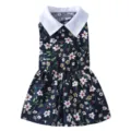 Détail de robe pour animal à motif floral, col blanc, tissu respirant pour chiens chats en été. - XS / Bleu Saphir