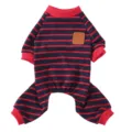 Rot-blau gestreifter Haustier-Jumpsuit-Schlafanzug mit elastischen Rippbündchen - XS / Rot Gestreifter Stil (SY64)