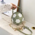 Bolso bandolera único con forma de balón de fútbol verde y blanco para mujer - Verde Fútbol