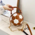 Bolso bandolera único con forma de balón de fútbol en acabado de cuero marrón y blanco - Fútbol - Marrón