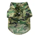 Breathable camouflage print pet shirt for small dogs and cats with white snap buttons - Camo Green