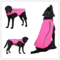 Pink reflective dog winter coat for large dogs, adjustable warm windproof pet vest jacket. - DZ215 Rose Red