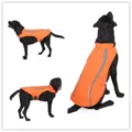 Large dog reflective winter coat, orange windproof adjustable warm pet jacket for large dogs. - DZ214 Orange