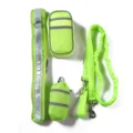 Professionelles neongrünes reflektierendes Gassigeh-Set mit Bauchtasche und Leine - Komplettes Schmuckset / Inklusive Schüssel und Pfeife / Fluoreszierendes Grün