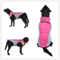 Reflective dog winter coat for large dogs, windproof padded jacket with adjustable fit. - DZ217 Rose Red