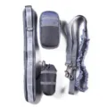 Reflektierendes Lauf-Hundeleinen-Set mit verstellbarem Hüftgurt und grauer Aufbewahrungstasche - Komplettes Schmuckset / Inklusive Schüssel und Pfeife / Grau