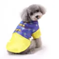 Pet dog in festive blue and yellow Chinese Tang suit for traditional New Year celebration - 3XL / Tops / Blue (TZ17)