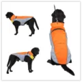 Reflective dog winter coat for large pets, warm windproof jacket with adjustable design. - DZ219 Orange
