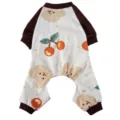 Detailansicht von Haustier-Pyjamas mit niedlichen Kirsch- und Bärenmuster-Prints. - XS / Kaffeebraun