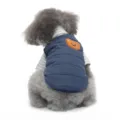 Gilet Caldo Invernale Per Cane Con Carino Orso Patch Vestito Per Cucciolo Blu Marino - DZ256 set blu da 2 pezzi