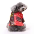 Feestelijke rode winterjas in Chinese Tang-stijl voor kleine honden - XS / Tops / Rood (TZ31)