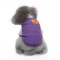 Comodo gilet invernale per cani in viola con toppa orsetto, caldo abito trapuntato per animali. - DZ257 set viola da 2 pezzi