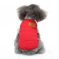 Gilet invernale rosso per cani con toppa d'orso, cappotto caldo trapuntato per animali. - DZ258 set rosso da 2 pezzi