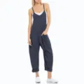 Tuta casual smanicata da donna con tasche profonde e spalline regolabili comoda - Taglia S / Nero Lavato