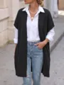 Cárdigan de punto sin mangas para mujer casual otoño invierno abrigo moda elegante - Talla única / Negro