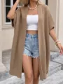 Cárdigan de punto casual para mujer manga larga ropa exterior moda streetwear otoño invierno - Talla única / Camel