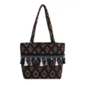 Bolso de hombro vintage de estilo étnico con patrones geométricos y borlas de seda coloridas - Modelo 4