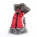 Giacca invernale calda per cani in rosso e grigio, comodo cappotto con zip posteriore. - DZ260 rosso