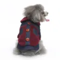 Giacca invernale per cani in denim e pile cappotto caldo per animali domestici con bottoni - DZ266 Borgogna