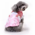 Cute pink pet winter coat traditional Chinese tang suit for dogs warm apparel apparel - XS / Pink