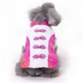 Festive pink and white thick pet Tang suit for dogs, cozy winter two-legged apparel. - XS / Rose Red
