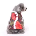 Cozy pet winter dog traditional tang suit coat with red brocade pattern and plush trim. - XS / Black