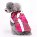 Festive red pet dog winter tang suit thick two-leg clothes traditional chinese New Year apparel - M / Rose Red