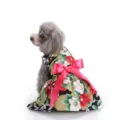 Japanese style floral pet summer dress with large pink bow for small dogs - XS / Dresses / Black Wafuku Style (XZD301)