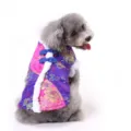 Festive dog Tang suit winter pet clothes with warm plush trim and traditional brocade design. - XS / Purple