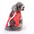 Red Chinese style dog Tang suit winter pet clothes with white plush trim, warm festive pet apparel. - XS / Red