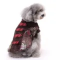 Cute pet dog winter tang suit thick two-legged clothing with traditional red buttons. - XS / Black