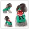 Joli pull de Noël pour chien vert en tricot vêtement pour animal avec design père Noël - L / Vert