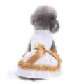 White lace dog dress SKU featuring an elegant gold satin bow and pearl ruffle trim - XS / Dresses / White Lace (XZD297)