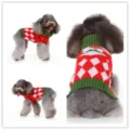 Pull de Noël pour chien rouge blanc losange vêtement tricoté animal hiver chaud chiot - S / MYD103 rouge