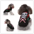 Joli pull noir pour animal de compagnie avec motif tricoté tête de mort et canne de bonbon. - S / Noir