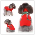 Joli pull de Noël pour chien, vêtements tricotés rouges avec motif de cerf de fête. - S / Rouge