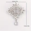Elegant silver alloy crown brooch featuring clear rhinestones and a teardrop pendant detail - 4.5x5.5cm Pack / Silver Base Clear Rhinestone (O4-3-5322)
