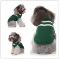 Pull pour chien rayé vert et blanc, pull col roulé tricoté confortable pour animaux en automne. - S / Vert Foncé