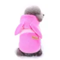 Cute pink plush rabbit ear pet hoodie for small dogs autumn winter warm puppy clothes fleece coat - S / Pink