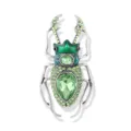 Vintage insect beetle brooch with green crystals and enamel for clothes - Green