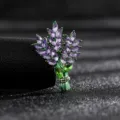 Elegant vintage purple lavender crystal floral brooch jewelry with green leaf accents - Style 9 (Purple Crystal Bouquet)