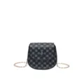 Bolso bandolera mini vintage tipo silla de montar con patrón elegante y cadena dorada - Negro